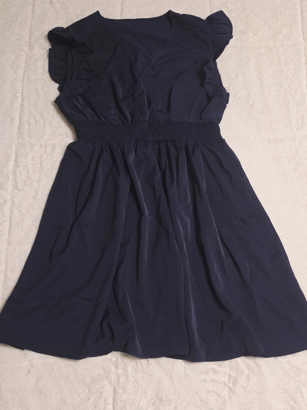 Target Navy Smocked-Waist Flutter Sleeve Midi Dress